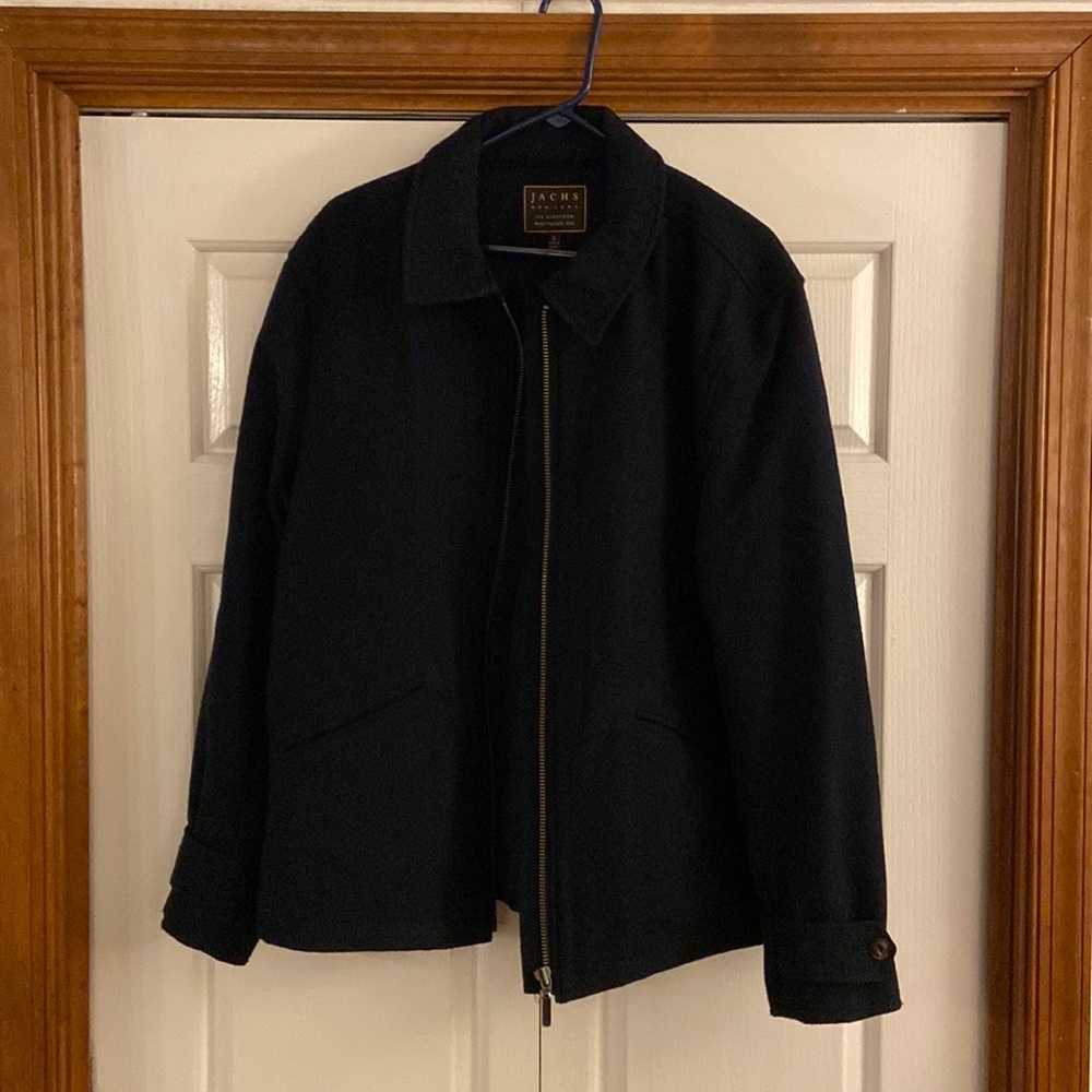 Jachs NY Navy Blue Zip Up Peacoat Mens Large